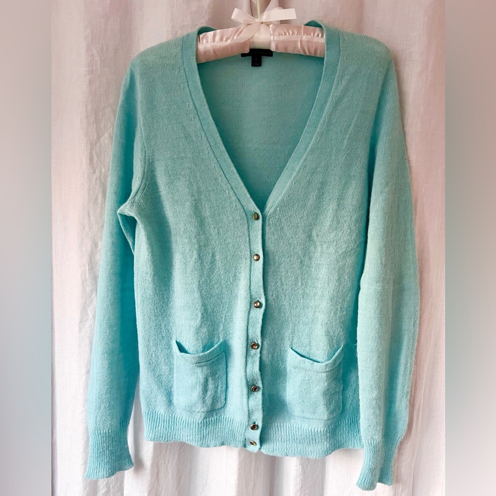J.Crew Italian Alpaca Blend Cardigan VNeck Womens Large Lightweight Cottage Core